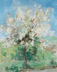 Blühender Kirschbaum, 1927 by Oskar Lüthy, oil on canvas, sold Sep 2018