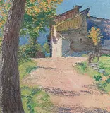 Landschaft mit Bauernhaus by Charles-Clos Olsommer, oil on canvas, sold Sep 2018