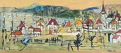 Münsingen, 1969 by Walter Arnold Steffen, oil on canvas, sold Sep 2018
