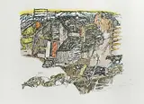Bündner Bergdorf by Alois Carigiet, 1968, color lithograph, sold Sep 2018