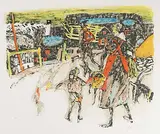 Familie mit Schlitten by Alois Carigiet, 1968, color lithograph, sold Sep 2018