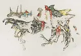 Hahnenkampf by Alois Carigiet, 1969, color lithograph, offered Sep 2018