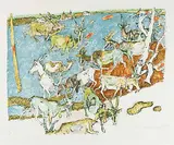 Ziegen im Schnee by Alois Carigiet, 1975, color lithograph, sold Sep 2018