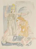 Amazone und zwei Frauen by Hans Erni, watercolor, sold Sep 2018
