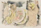 Krieger und Amazone by Hans Erni, watercolor, sold Sep 2018