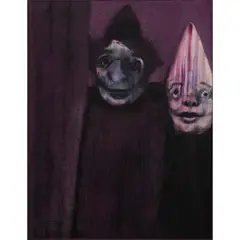 Los Primos by Rafael Coronel, 1960, oil on paper, sold Jun 2023