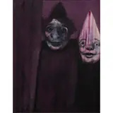 Los Primos by Rafael Coronel, 1960, oil on paper, sold Jun 2023
