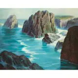 Ocean Waves by Vladimir Shkurkin, oil on canvas, sold Jun 2023