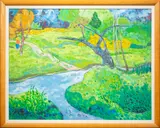 Untitled by Colorful Impressionist Park Landscape, oil on canvas, sold Jun 2023