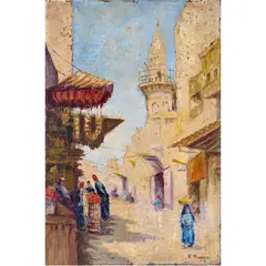 Untitled by Vincent Manago, oil on cardboard, sold Jun 2023