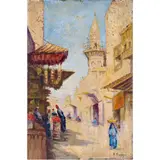 Untitled by Vincent Manago, oil on cardboard, sold Jun 2023