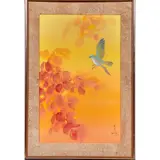 Untitled (Bird with Orange Leaves) by David Lee, 1976, gouache on paper, sold Jun 2023