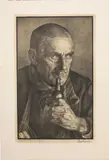 Untitled by German Portrait of Man Smoking, lithograph, sold Jun 2023
