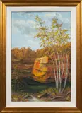 By the Swimming Hole by Xavier Barile, oil on board, sold Jun 2023