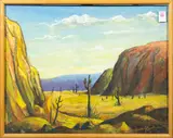Cactus Desert by Xavier Barile, gouache, sold Jun 2023