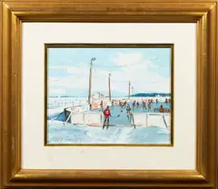 Skaters by Terry Tomalty, 1988, oil on masonite, sold Jun 2023