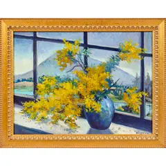 Yellow Bouquet by Louise Cunningham, oil on canvas affixed to board, sold Jun 2023