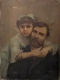 Father and Daughter by Robert Sauber, oil on canvas, sold Jun 2023