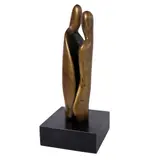Untitled by Abstract Minimalist Embracing Figures, bronze sculpture on wood base, sold Jun 2023
