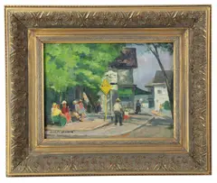 street scene by Joseph Newman, oil on canvas, sold Apr 2026