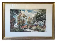 house in the woods by William Lester Stevens, watercolor, sold May 2026