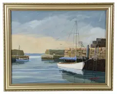 Rockport Harbor "Reflections by Robert Oliver, oil on canvas, sold May 2026