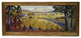 Fin Septembre" farm scene with stream by Normand Boisvert, oil on canvas, sold May 2026