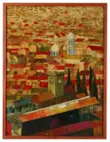 Red Rooftops by Moisés Chire Barrientos, oil on canvas, sold May 2026