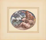 Nude Figures and Pegasus by Charles Edward Burdick, Mixed Media on Illustration Board, sold Jan 2025