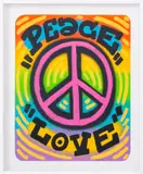 Peace Love by The Snoeman, 2021, Mixed Media on Paper, sold Jan 2025