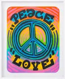 Peace Love by The Snoeman, 2021, Mixed Media on Paper, sold Jan 2025