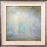 Figures Beneath a Tree by Mario Gurfein, Oil on Canvas, sold Jan 2025