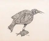 Bird of Prey by Leonard Barton, 1963, Ink on Paper, sold Jan 2025