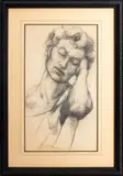 Portrait Study by M. Binderman, 1949, Charcoal on Paper, sold Jan 2025