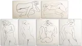 Six Nude Woman Studies by Norman Carton, Ink on Paper, sold Jan 2025