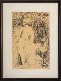 Nude Figures in Forest Landscape by Alan Kurzweil, 1972, Lithograph on Paper, sold Jan 2025
