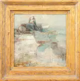 Taking Nets Ashore by Harry Aiken Vincent, Oil on Canvas, sold Jan 2025