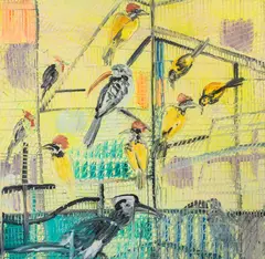 Troupial II by Hunt Slonem, 1995, Oil on Canvas, sold Jan 2025