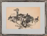 Missouri Farmyard (Kansas Farmyard) by Thomas Hart Benton, 1936, Lithograph on Paper, sold Jan 2025
