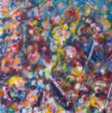 Untitled (Abstract Composition) by Murray Israel, 1975, Acrylic Airbrush on Canvas, sold Jan 2025
