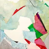 Abstract Composition by Debra Finn, Oil on Canvas with Collage Elements, sold Jan 2025