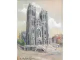 Ansicht der Kathedrale st. Gudule in Brüssel by S. Galien-Laloue, gouache, offered Mar 2015