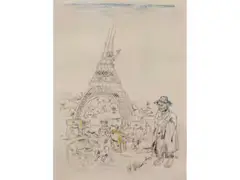 Der Eiffelturm by Ivan Generalić, lithograph, offered Dec 2021