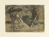 Zwei Rehe by Robert Hainard, 1944, woodcut, sold Sep 2018