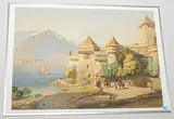 Die Überführung des Genfer Freiheitskämpfers François Bonivard in das Verlies des Schlosses Chillon, 1530 by Schloss Chillon, watercolor, offered Sep 2018
