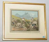 Lutteurs, ou amusement pastoral sur le Grand Scheidek, Canton de Berne by Schwinget auf der Grossen Scheidegg, aquatint, sold Sep 2018