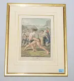 Les Lutteurs dans le Canton de Berne by Schwinget im Lauterbrunnental, aquatint, sold Sep 2018