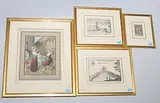 Aubonne, prächtig Schloss" / "Schloss Chastillard" / "Costumes des Environs de Vevay" / "Canton Waat by Kanton Waadt, etching, offered Sep 2018