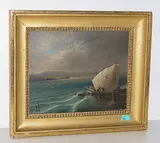 Sturm am Genfersee, bei Eaux-Vives by Genfer Schule, oil on paper, offered Sep 2018