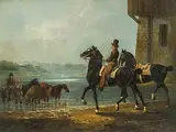 Pferde an der Tränke by Conrad Gessner, oil on canvas, sold Sep 2018